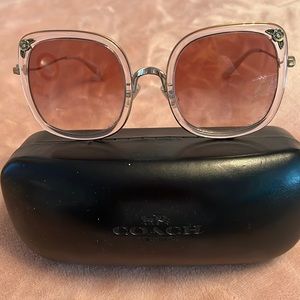 Oversized pink Coach sunglasses w/case.